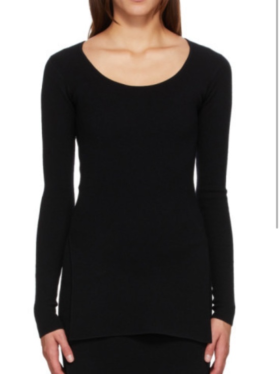 Toteme Sweaters - Toteme Black Scoop Neck Long Sleeve Sweater